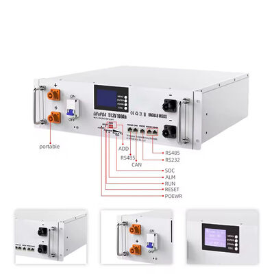 गुणवत्ता युनफान कारखाना 5.12kWh रैक माउंट लिथियम स्टोरेज बैटरी 51.2V 100Ah 6000 चक्र अधिकांश सौर इन्वर्टर OEM ODM के साथ संगत कारखाना