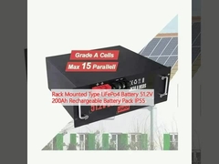 रैक माउंटेड प्रकार LiFePo4 बैटरी 51.2V 200Ah रिचार्जेबल बैटरी पैक IP55